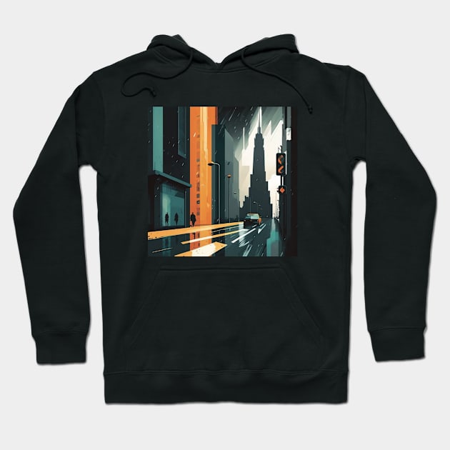 Stylized Cityscape Hoodie by Star Scrunch